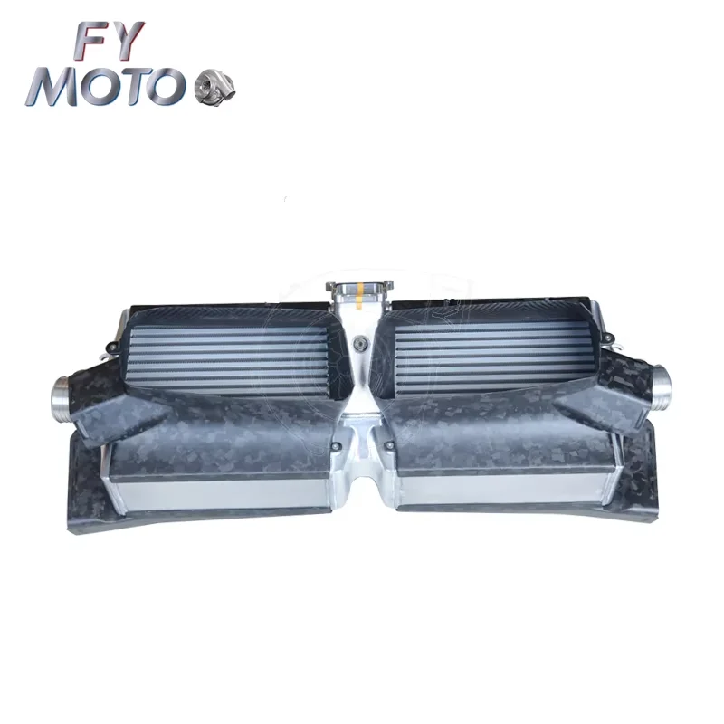 CNC Machined Billet End Tanks Intercooler for 992 Turbo / Turbo S with Carbon Shield 28*28cm