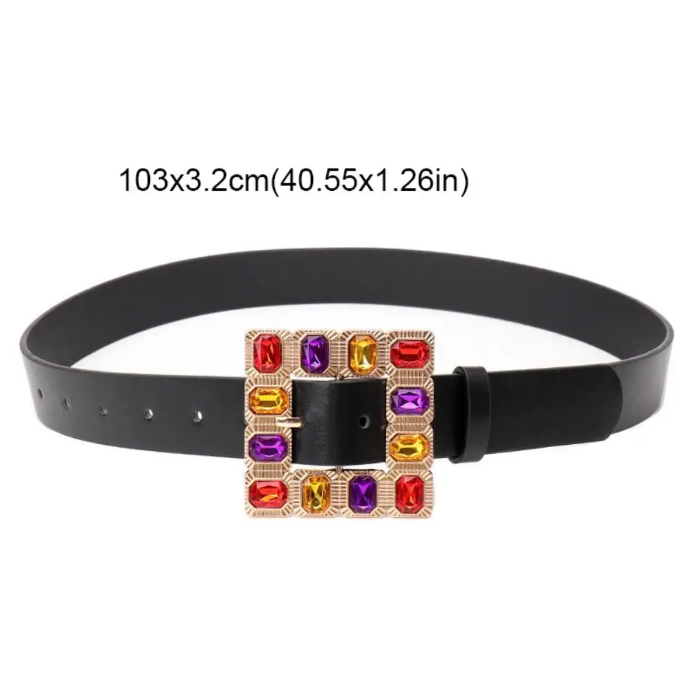 Ceinture carrée en biscuits pour femme, ceinture en cuir PU, broche de ceinture colorée, jeans décoratifs, style coréen, mode Y2k