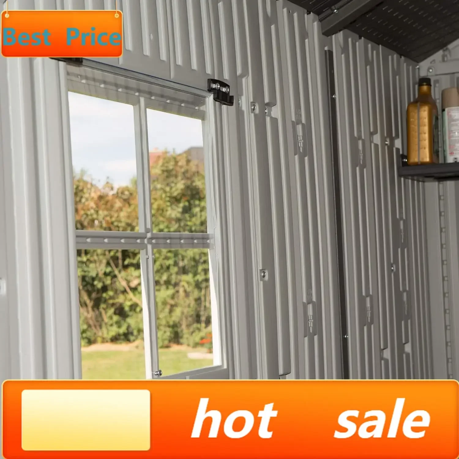 

Акция! Скидка на складское помещение для хранения на открытом воздухе 8 x 10 футов, конструкция с двойными стенками из HDPE, усиленная сталью, с окном на крыше.