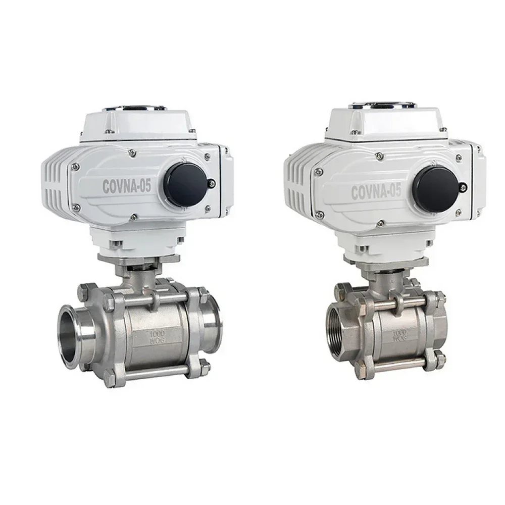 New   COVNA Electric Motor Operated Valve 12V 3 Piece On Off Electric Actuator Ball Valve Stainless Steel Ball Valve