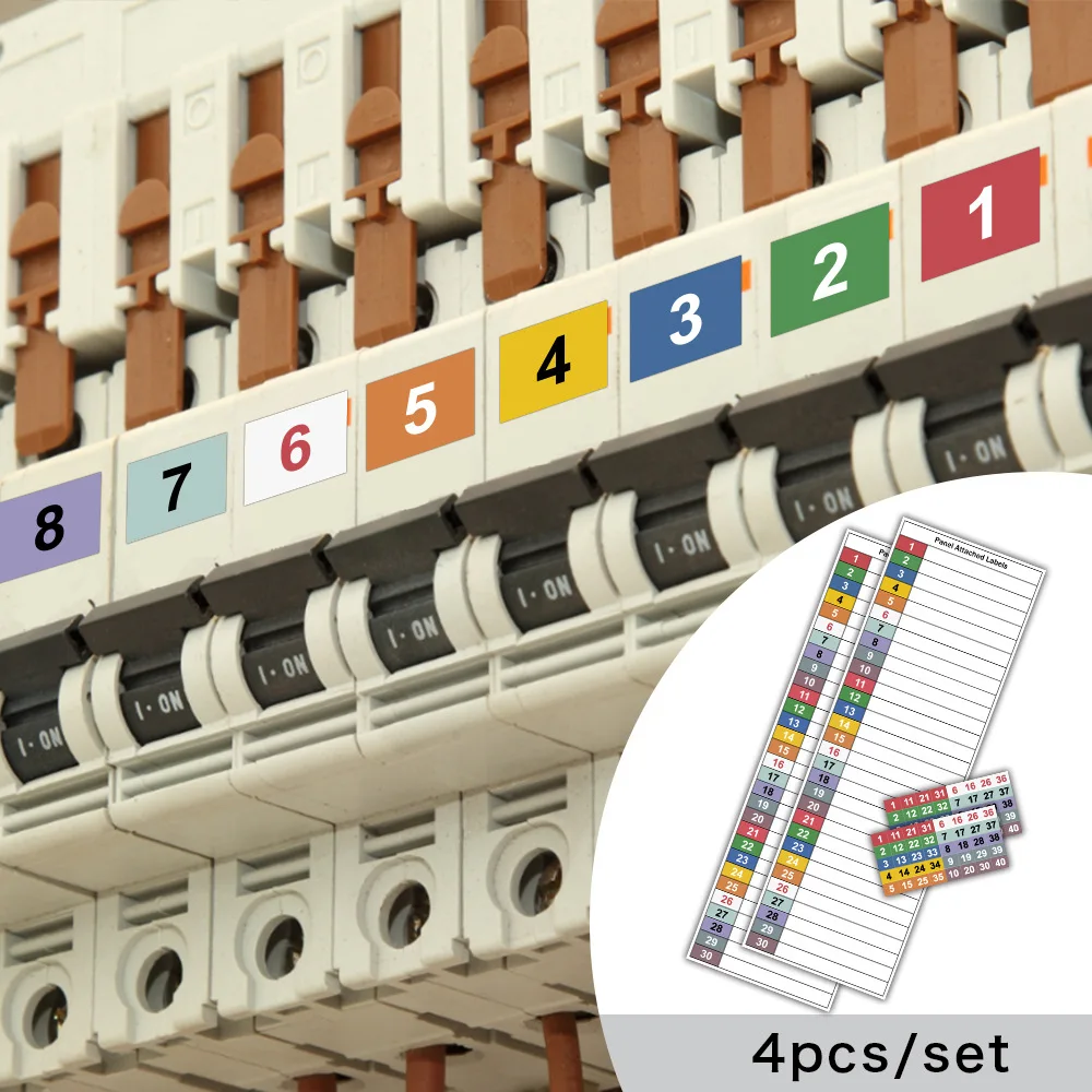 Sticker Set with Circuit Breaker Labels - Handwritten Stickers for Electrical Panels, Boxes & Shielding Covers