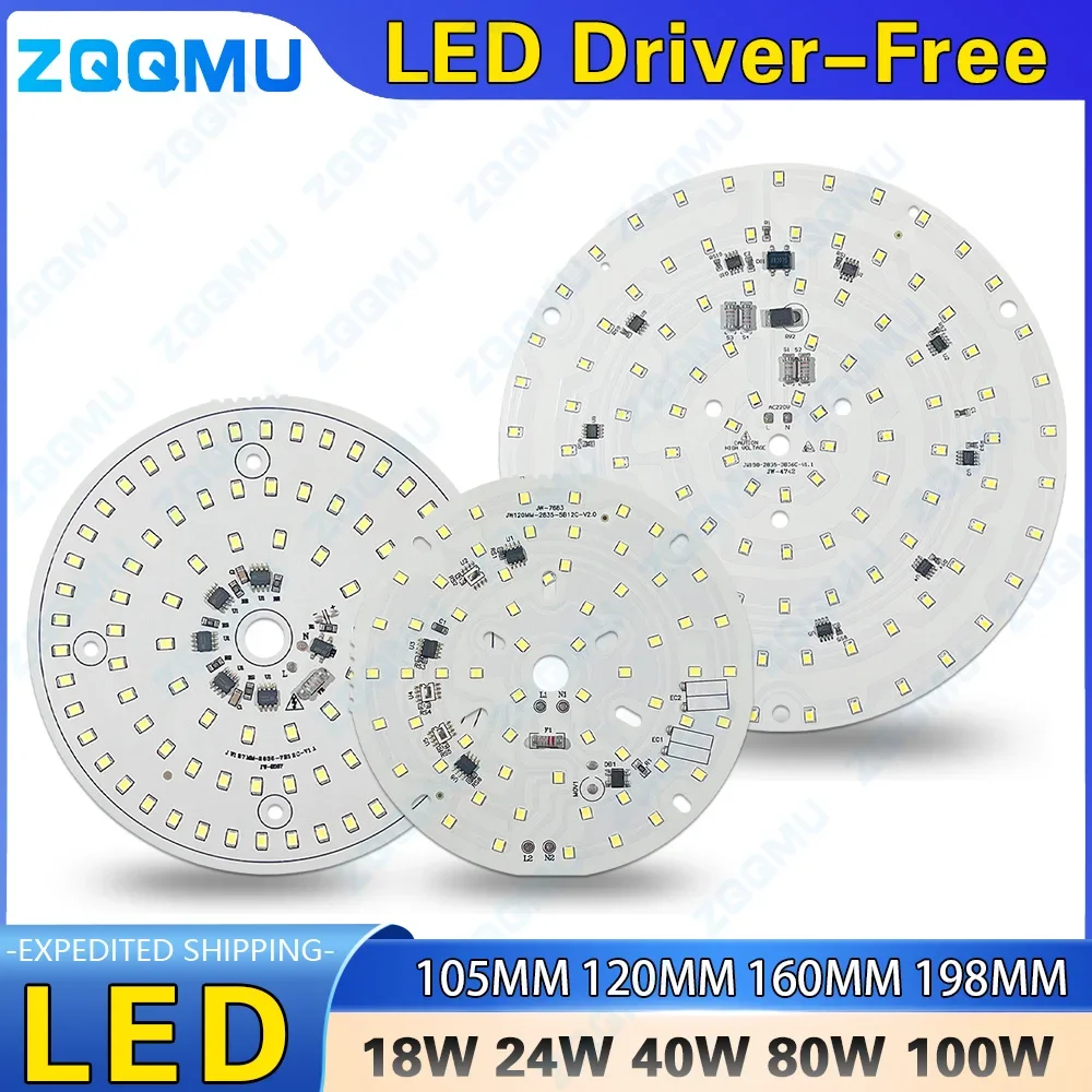 LED Panel Light 15W 18W 24W 40W 80W 100W AC 220V Driverless PCB SMD 2835 Chip for DIY Downlight Spotlight Ceiling Lamp Module