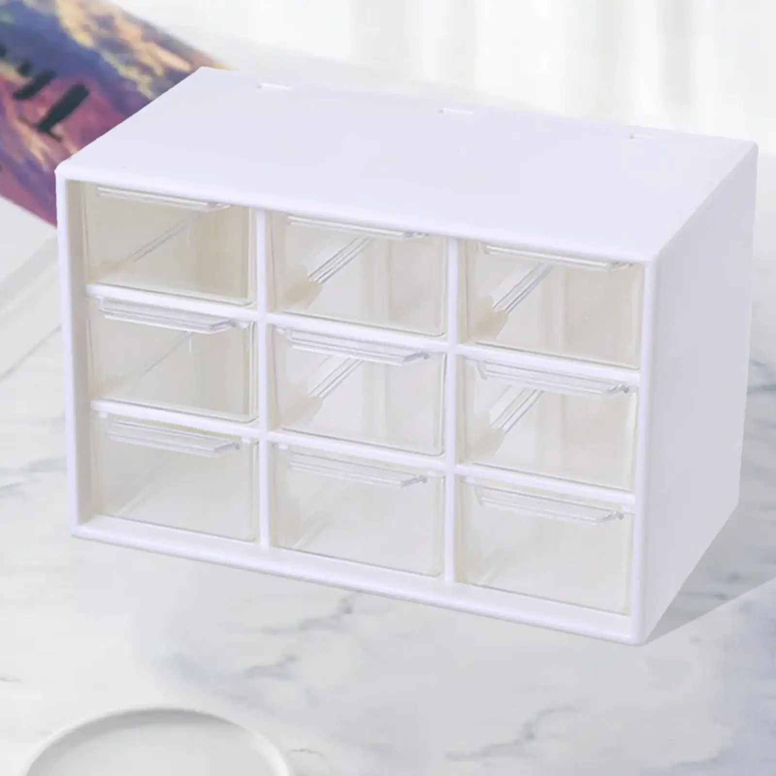 Desktop Storage Box with Drawer Dustproof Desk Organizer Desktop Container for Jewelry Cosmetics Girl Women Home Office Bedroom