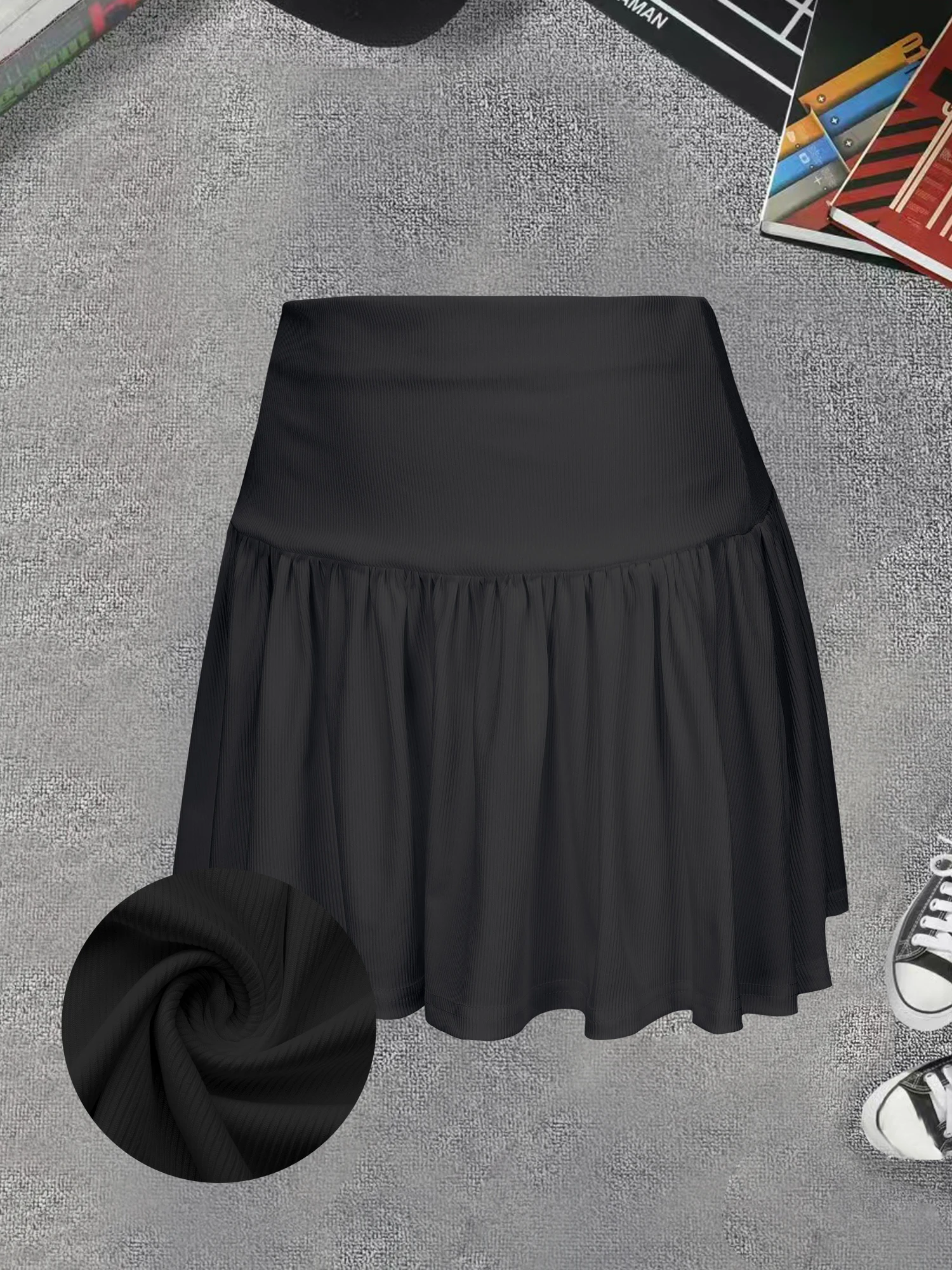 Eleganter, hochtaillierter, einfarbiger Strick-Minirock, dehnbar, lässig, vielseitig, für Arbeit, Pendeln und Alltag geeignet, kurzer Rock. – Detail 22
