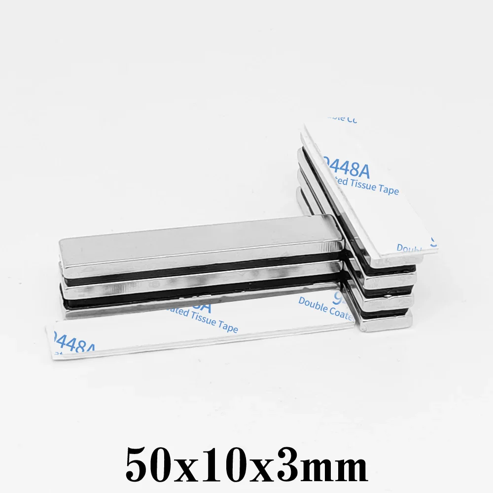 50x10x3mm Block Strong Powerful Magnets With 3M Tape 50*10*3 Long Quadrate Permanent Neodymium Magnet 50x10x3