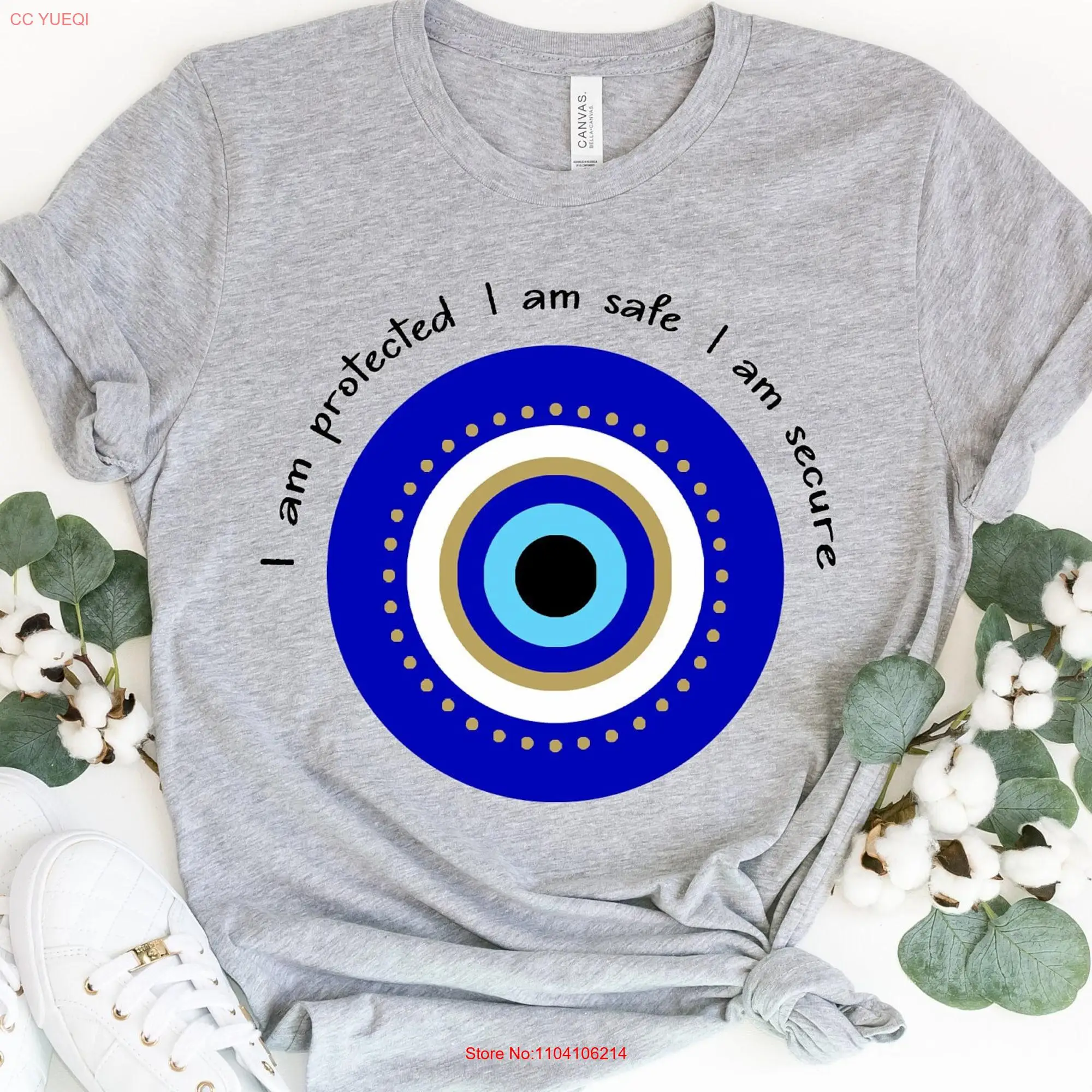 Evil Eye SweaT T Shirt Message Greek Sweater Nazar Boncuk Hamsa long or short sleeves