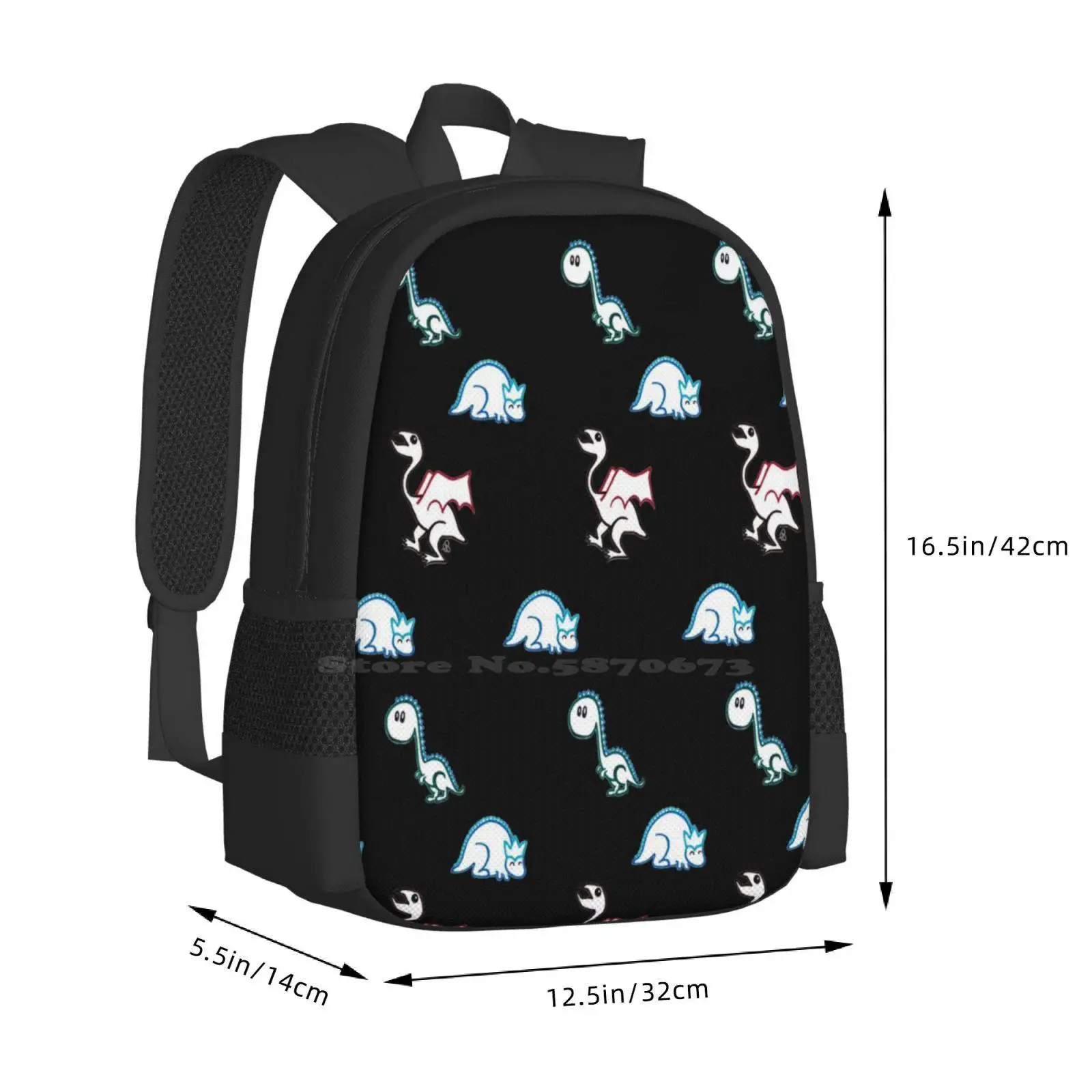 Simple Dino Pattern-Cute Little Cartoon Dinosaurs Fashion Pattern Design Travel Laptop School Backpack Bag Different Types Of