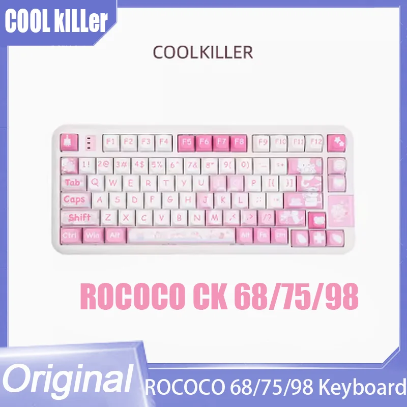 Coolkiller Rococo CK 68/75/98 Mechanical Keyboard 2.4G Wireless Bluetooth Keyboard Hot Plug Girls Game Pink Customized Keyboard