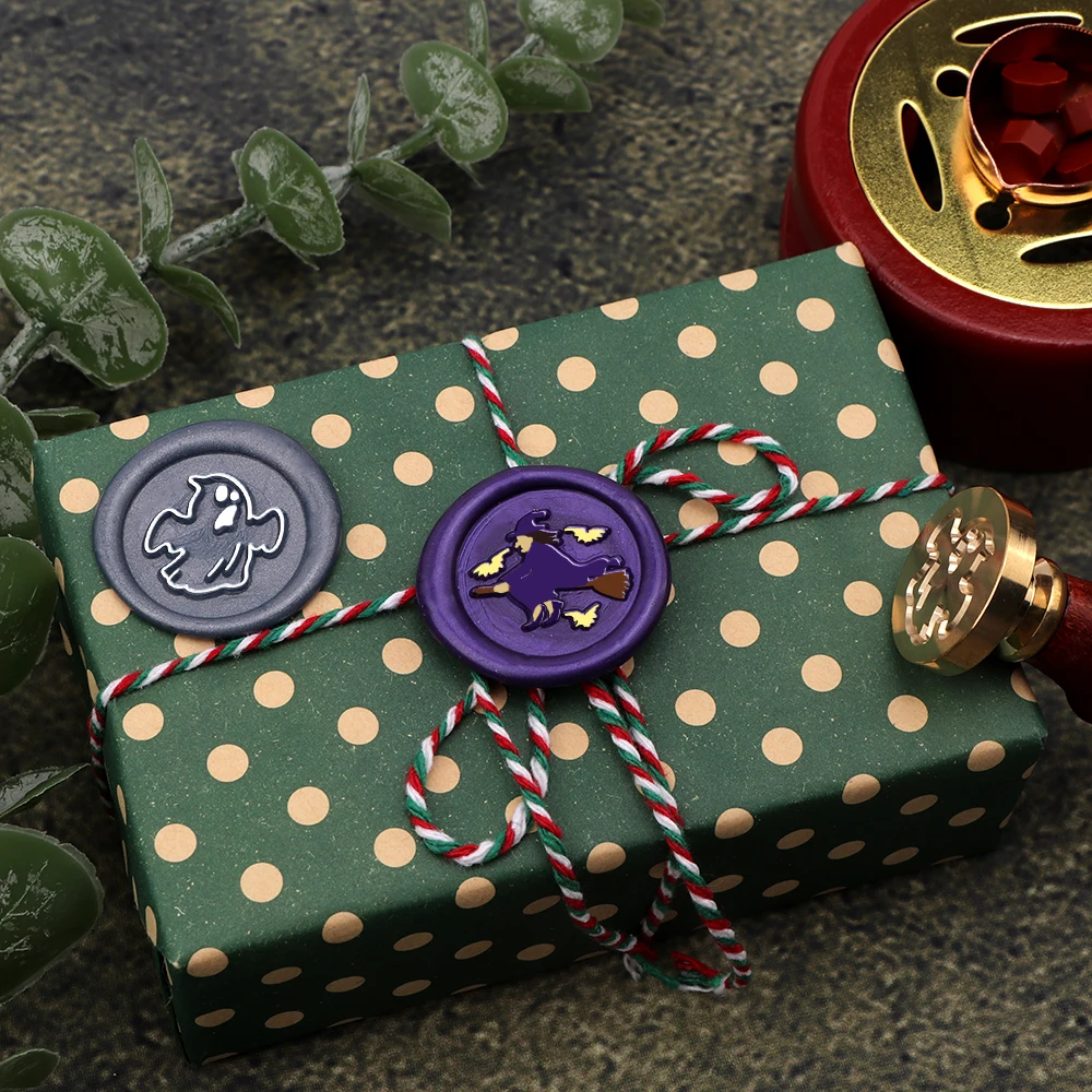 Halloween Series Wax Seal Stamp,Wax Seal Stamps Interchangeable Brass Stamp Heads for Decorating Gifts and Greeting Cards