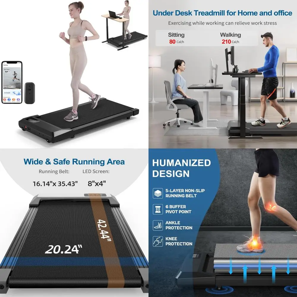 Cinta de correr de escritorio inteligente lista para correr 2025 mejorada: motor de 2,5 HP, fácil configuración, aplicación/control remoto, programa de recompensa, caminar debajo de la escritorio P