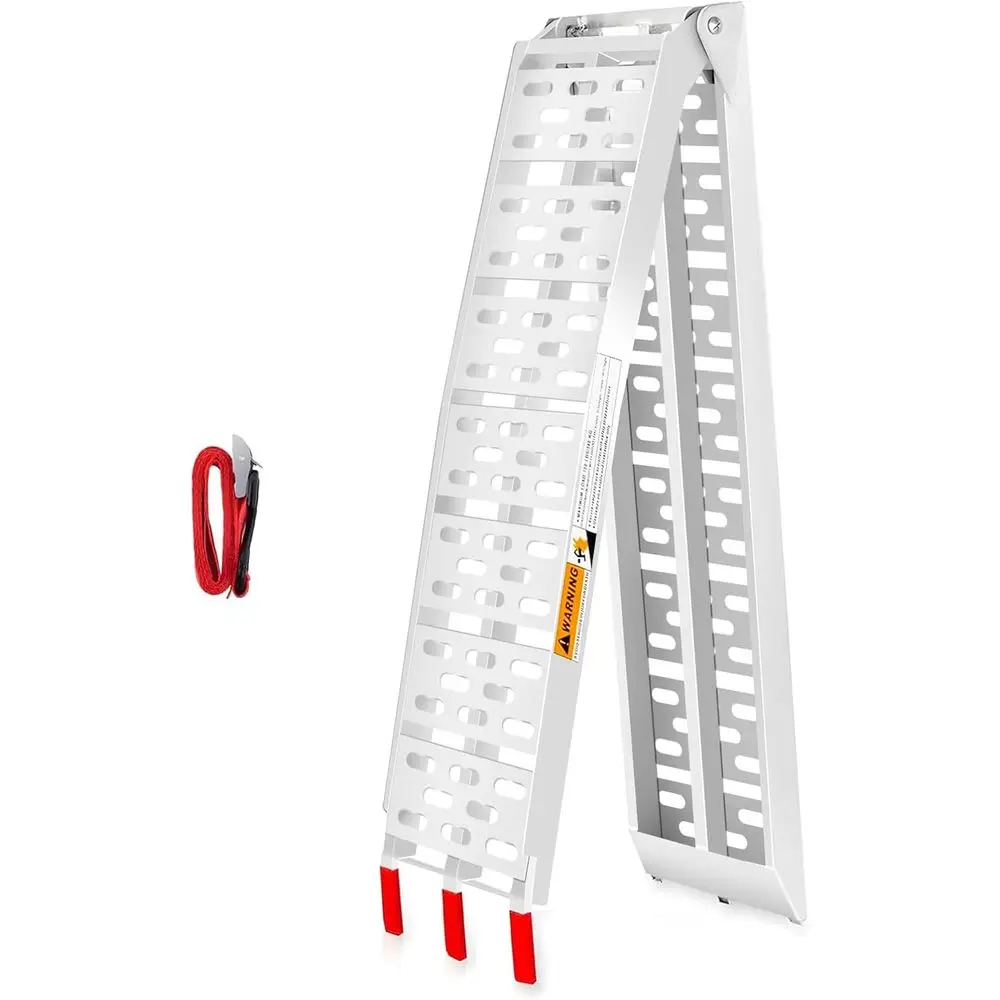 Motorcycle p or Pickup Trucks, 7.5 t olding Dirt Bike Loading p, Punched Plate Surace, 750 lb acity, Rubber-Tipped ingers, Strap