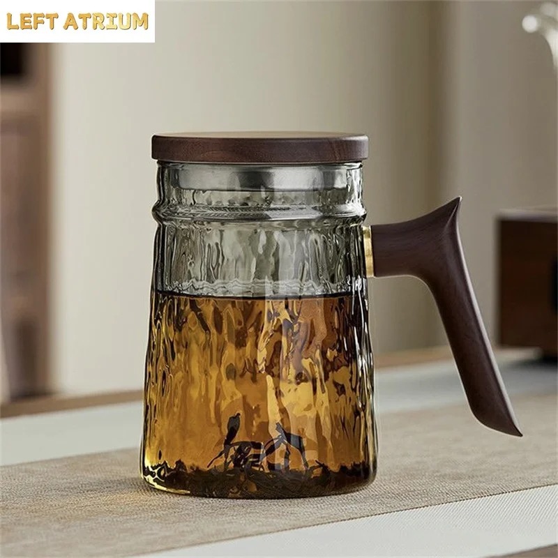 600ml Heat-resistant Glass Tea Cup With Detachable Stainless Steel Crescent Filter Brewing Loose Leaf Tea Water Separation Mug