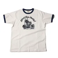 Non Stock Rider Print T-Shirt Vintage Vibe Motorcycle Cotton Short Sleeve Tee Men