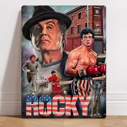 1e, Personalisiertes Aluminium-Metallschild Vintage Rocky Film Boxstudio Fitness