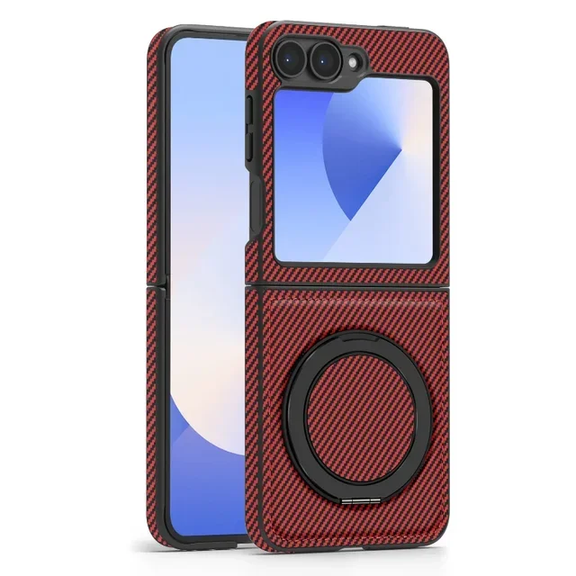 

Magnetic 360 Rotating Metal Car Bracket Ring Carbon Fiber Phone Case For Samsung Galaxy Z Flip 7 6 5 4 3 5g For Magsafe Cover