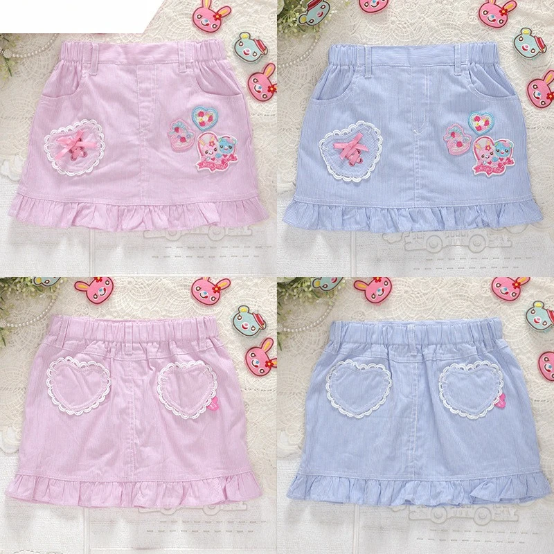 

Mp Daughter Clothing Japanese Cartoon Sweet Little Rabbit Embroidery Mini Skirt Cute Girl Fold Lotus Leaf Edge Mermaid Skirt
