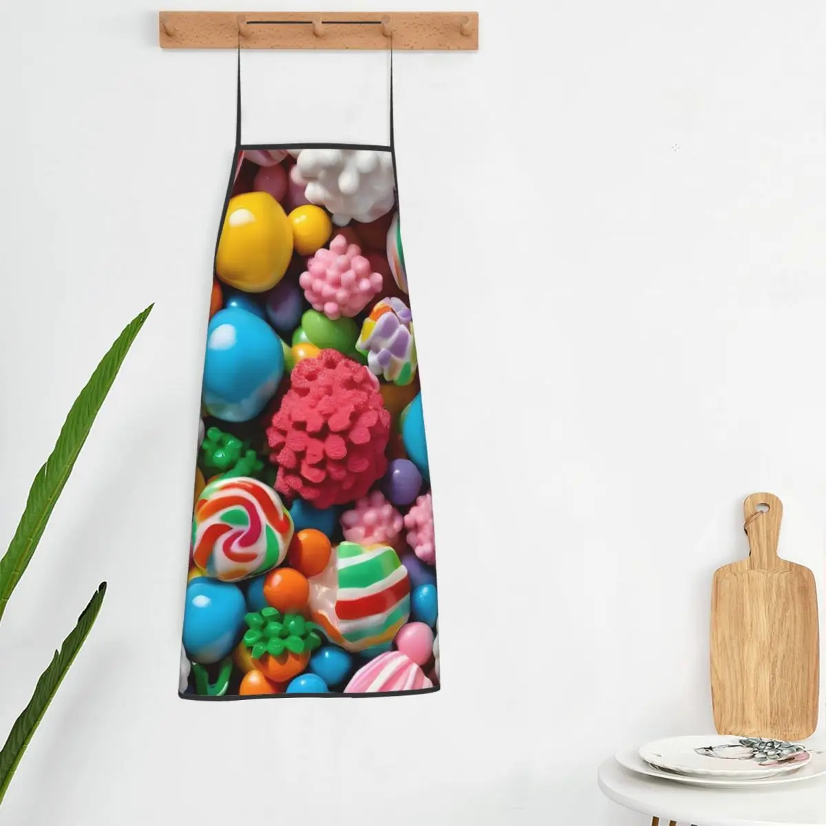 Candy Pattern  Aprons Chef Cooking Tablier Waterproof Bib Kitchen Cleaning Pinafore for Women Men Gardening