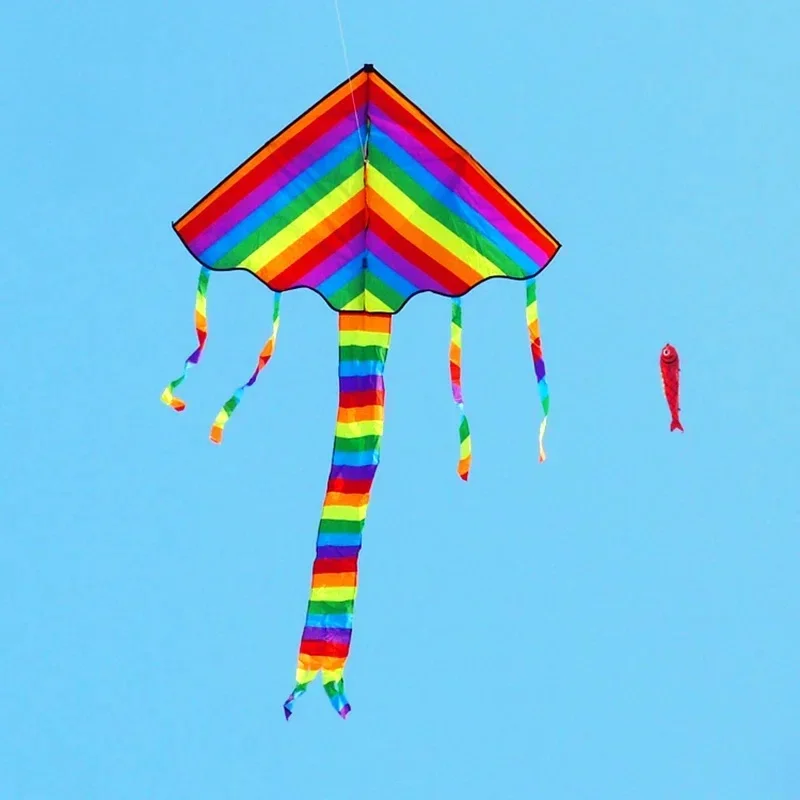 Free shipping rainbow delta kites for children kites for kids reel nylon kite butterfly kite quad line kite handles parachute