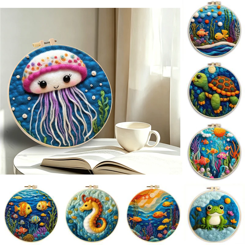 

20x20cm Wool Painting Living Room Decoration Craft Supplies Animal Felting Kits For Beginners Adult Home Decoration Felt Craft K