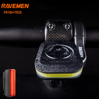 RAVEMEN Bike Lights Set Bicycle FR160+TR20 Head Rear Rechargeable Out-Front Headlight For Garmin Taillight Free QTM01 For Wahoo