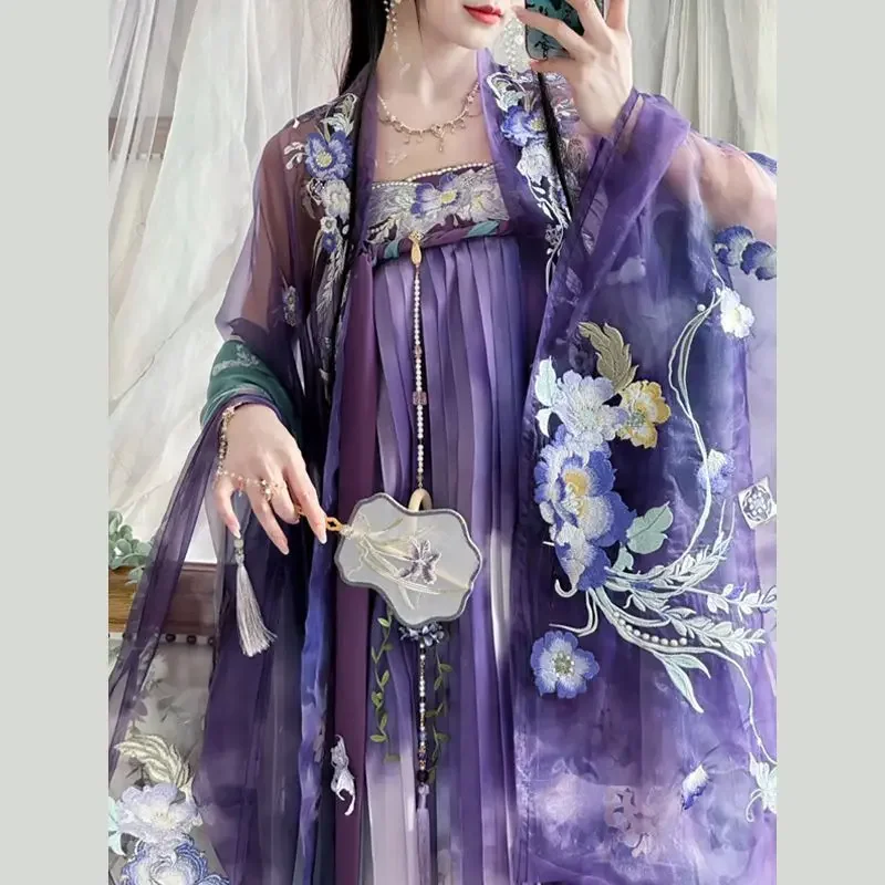 

Китайское платье Hanfu, женское платье с вышивкой в старинном карнавальном стиле