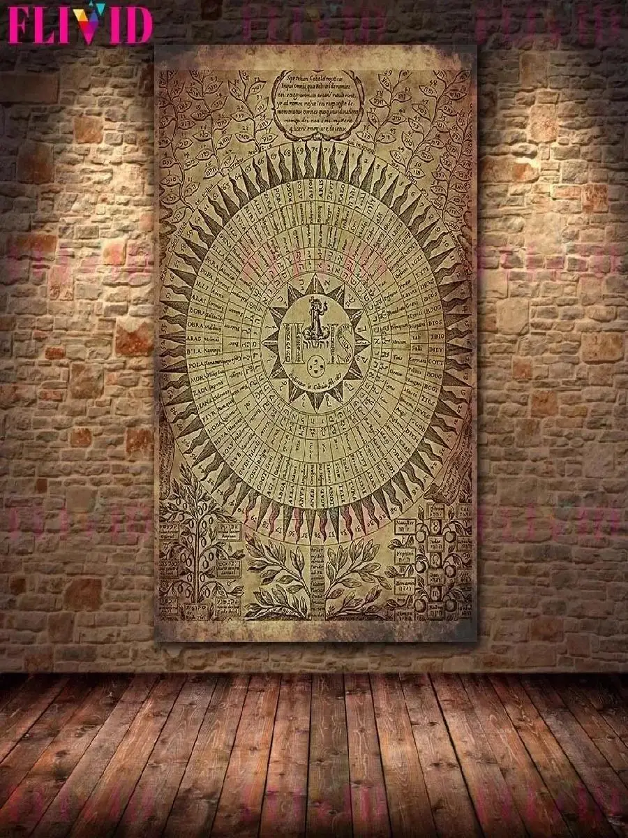 فن جداري سحري سحري قديم تجريدي ، طباعة ملصق قماشي ، ديكور غرفة المنزل ، Spir فريد ، غموض باطني #2