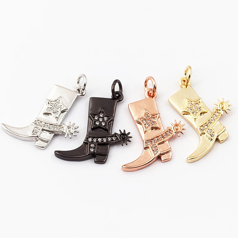 Cowboystiefel Sport Baseball Hantel Yoga Herren Zirkonia gepflasterter Stoff Charm Anhänger, 18K Gold Halskette Handwerk Schmuck Versorgung L99 – Detail 3