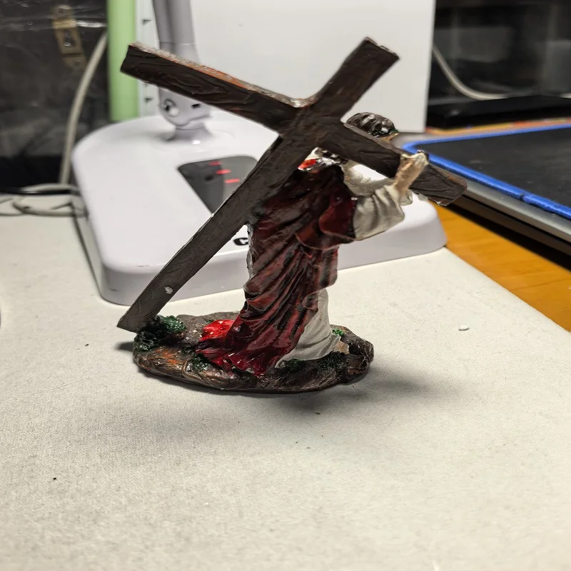 1Pc Crucifix Statue Jesus Cross Resin Statue Christ Figure Catholic Religious Accessories Decor