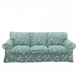 Customized EKTORP Three-person Sofa Cover Lattice Linen Sofa Cover Sofa Covers for Living Room Couch Covers for Sofas