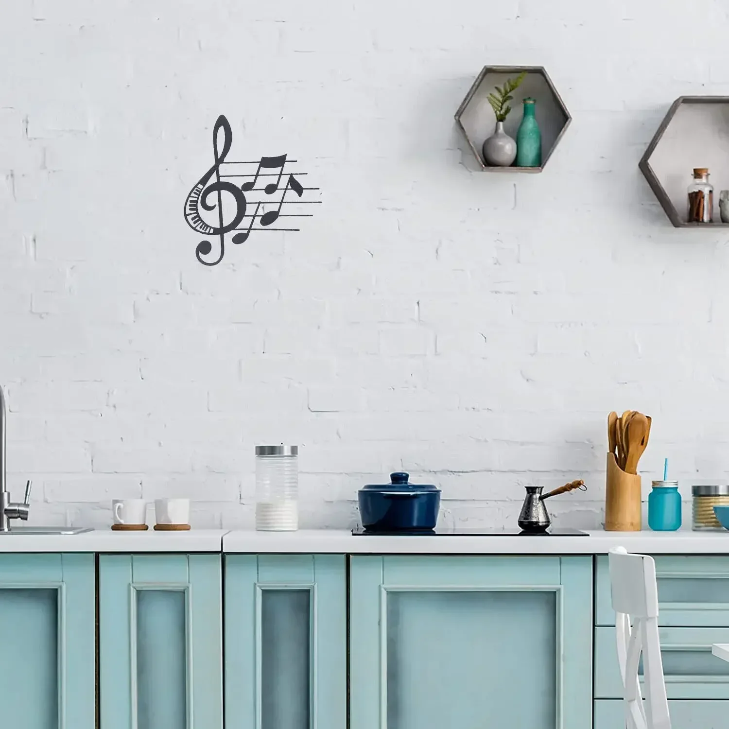 Home Essentials Treble Clef and Music Notes Wall Decor Hanging Wall Art Wall decoration Iron Crafts Sticker Artwork Home Decor