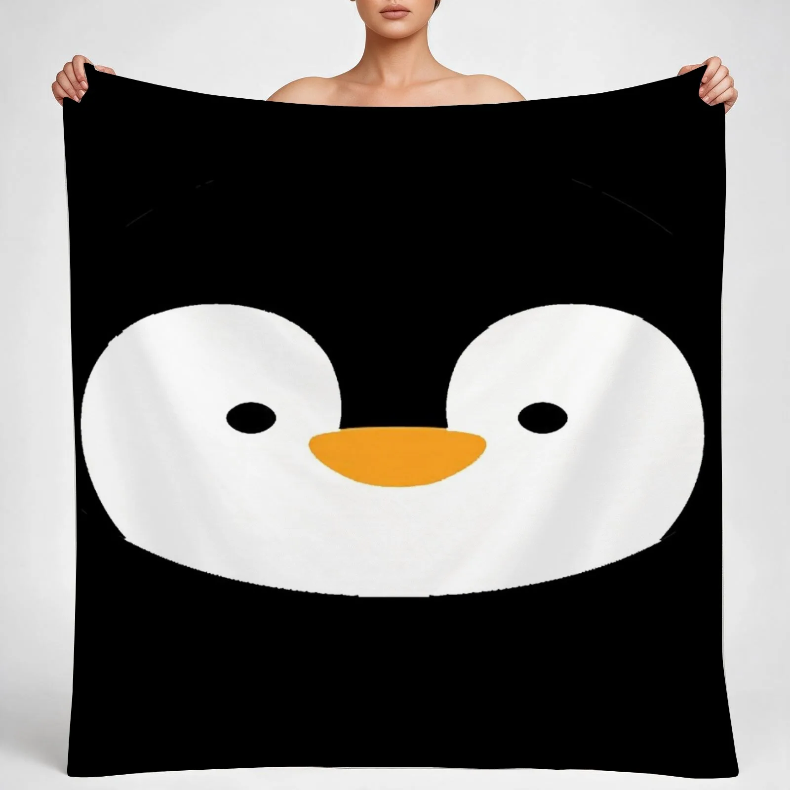 Penguin Face Throw Blanket couch cozy soft plush fuzzy picnic outdoor blanket