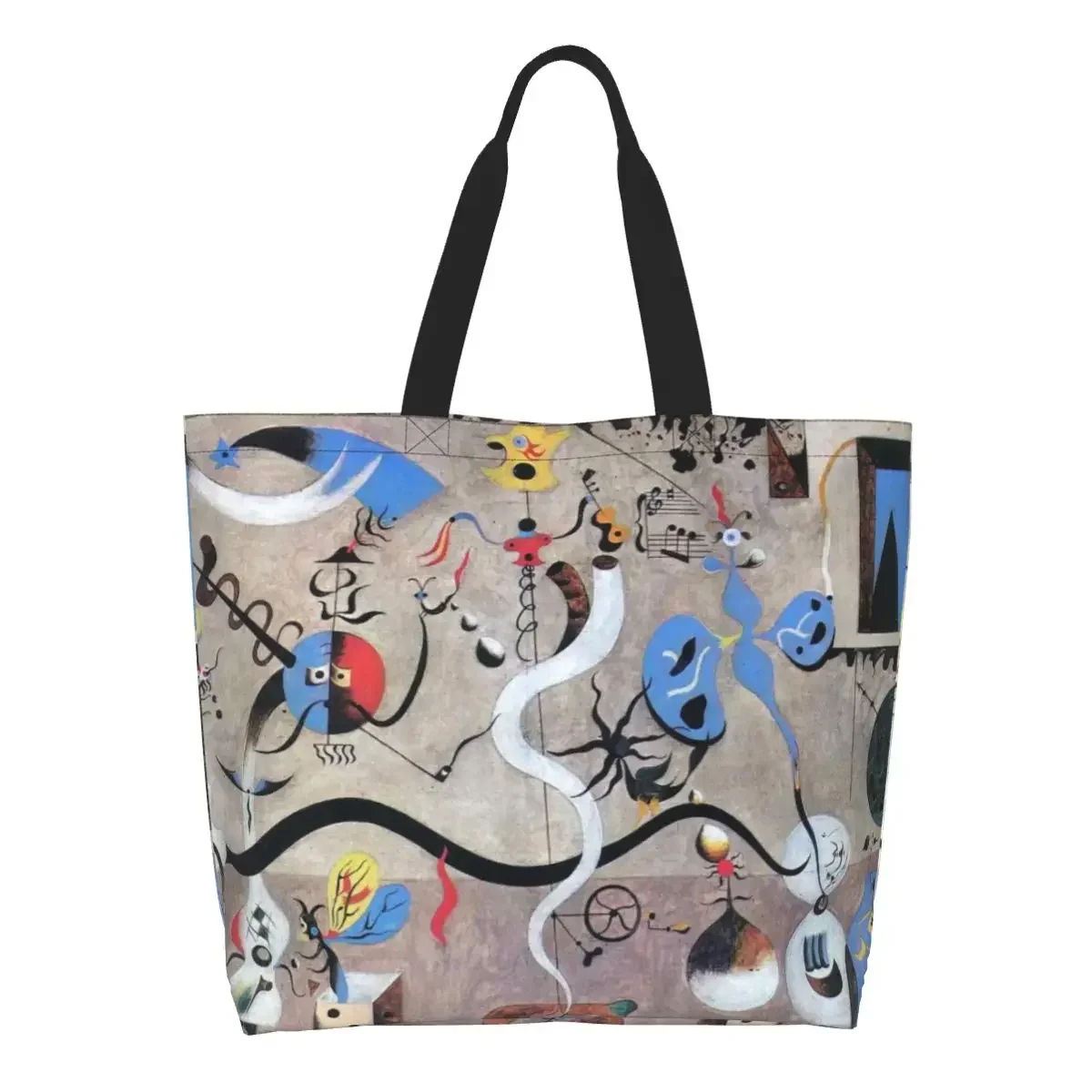 Cute Joan Miro Abstract Art Shopping Tote Bag Reusable Surrealism Canvas Groceries Shopper Shoulder Bag