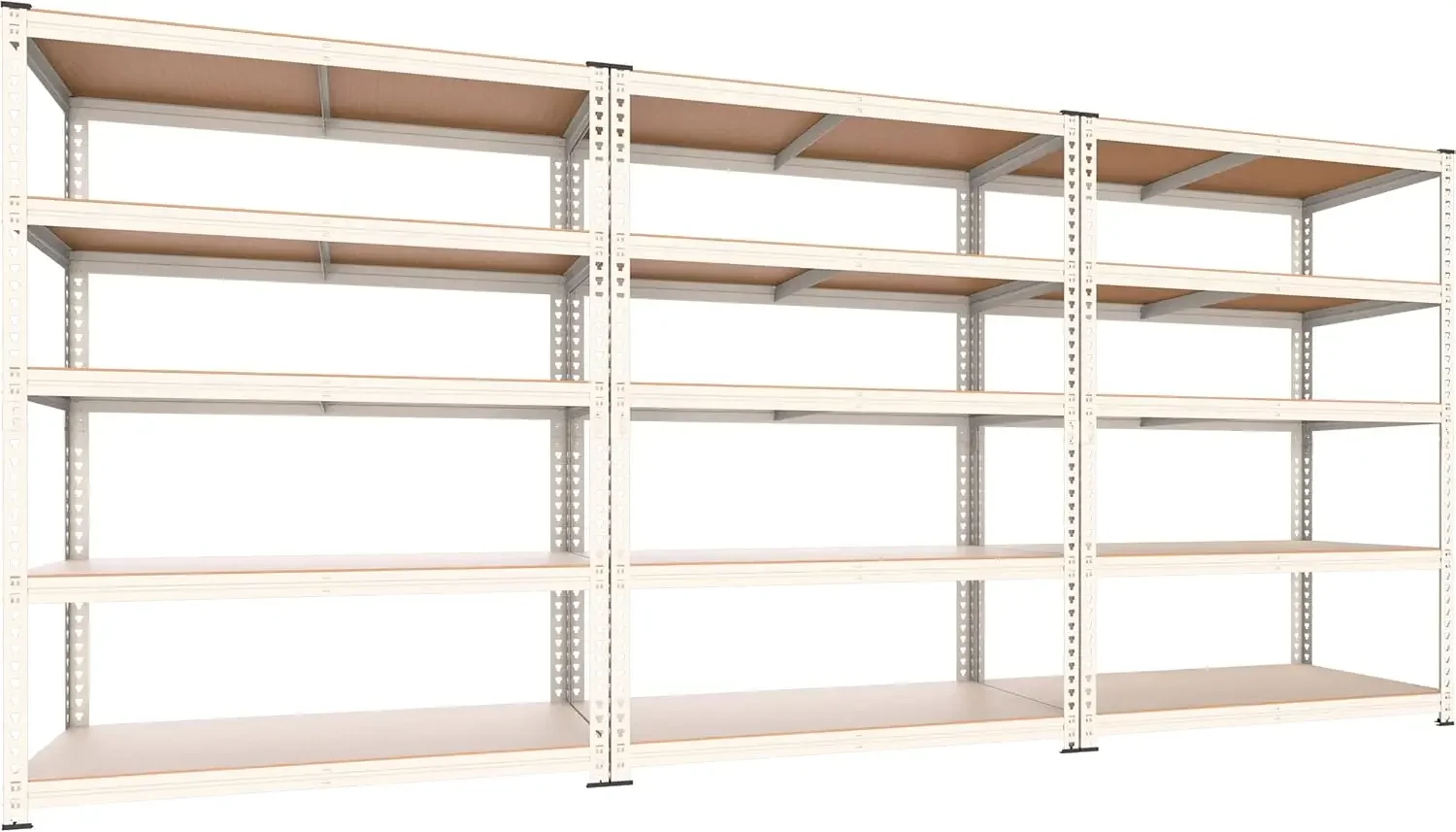 

PrimeZone 3 Packs 36" W x 16" D x 71" H White Laminated Storage Shelves - 5 Tier Heavy Duty Adjustable Metal Shelving Unit,