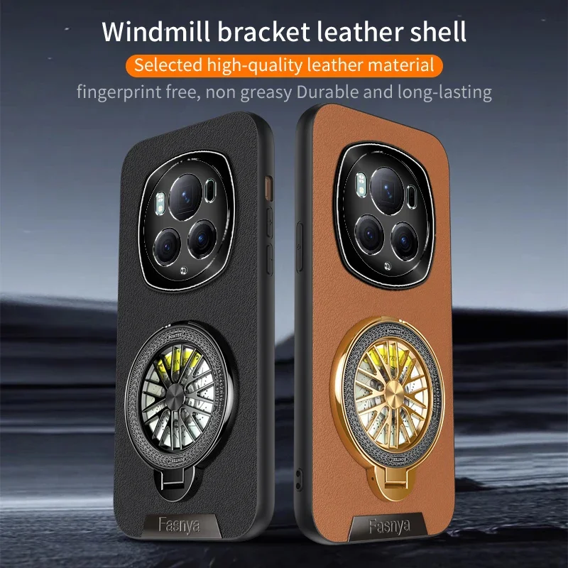 Voor Honor Magic 4 6 Pro 5 7 Lite 5G Telefoon Case Leer Zwart Lens Beschermen Metalen Ring houder Zachte Siliconen Anti-Drop Cover Cases