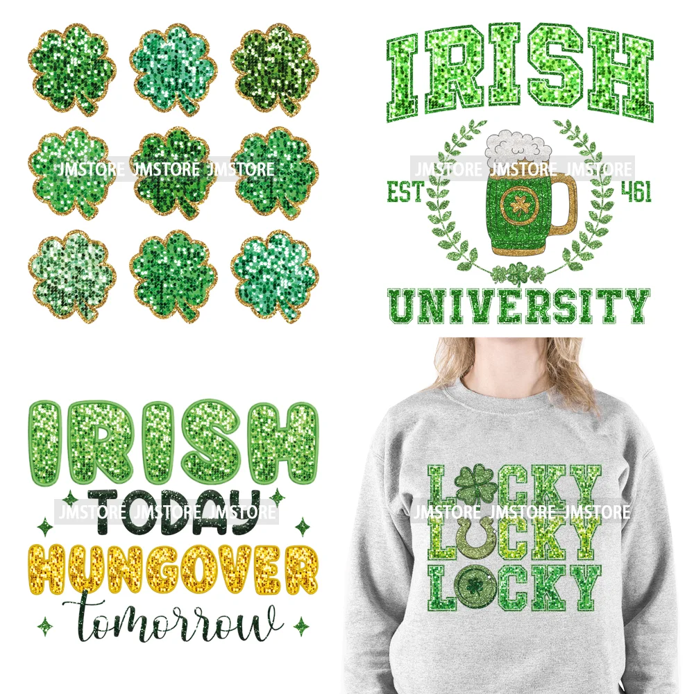 

In My Lucky Era Faux Green Sequin Glitter St.Patrick's Lucky Charm Iron On DTF Transfers Stickers Ready To Press For Sweatshirts