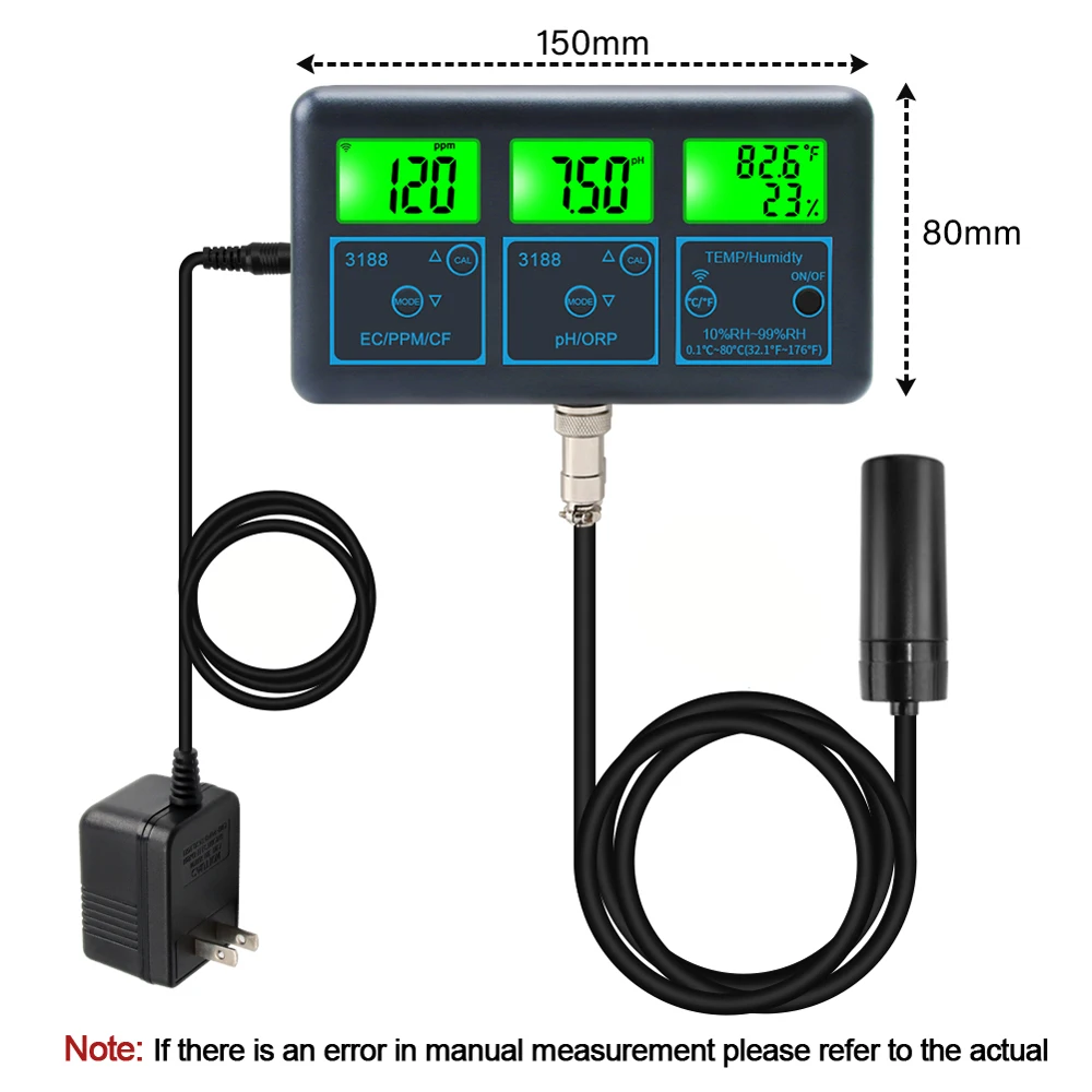 Tuya WiFi 7in1 Water Quality Tester, multi-parameter water quality analyzer, digital display PH/ORP/EC/PPM/CF