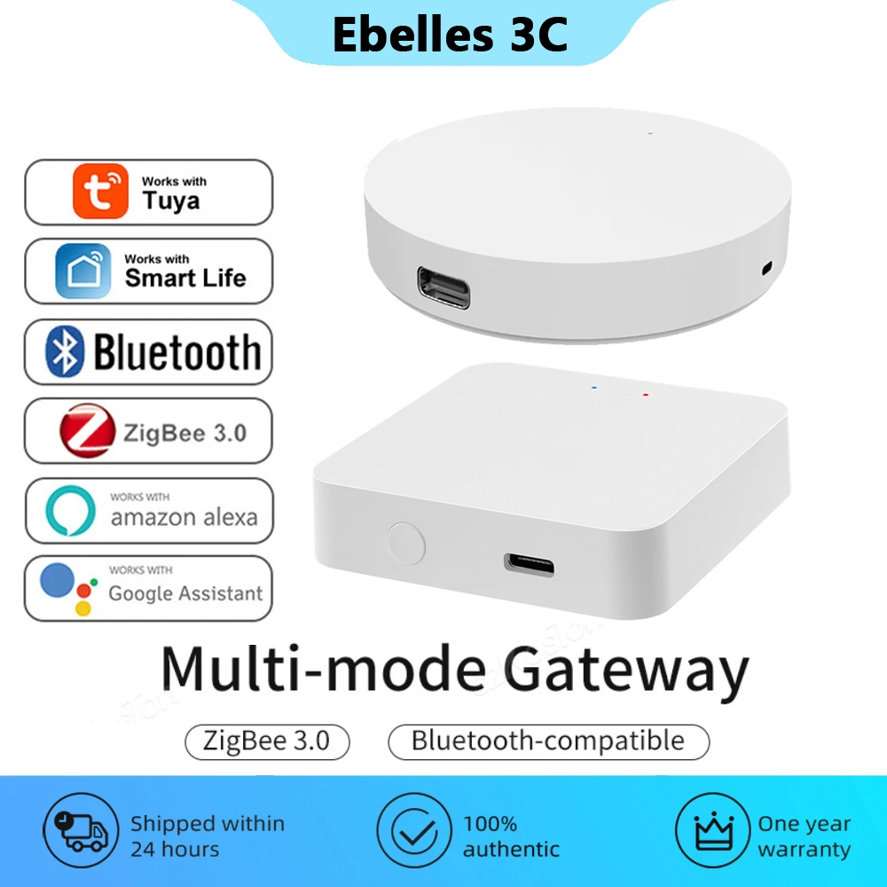 Tuya Gateway Hub Zigbee Bluetooth to WiFi Wireless Bridge Mesh Smart Home Automation Smart Life App Works with Alexa Google