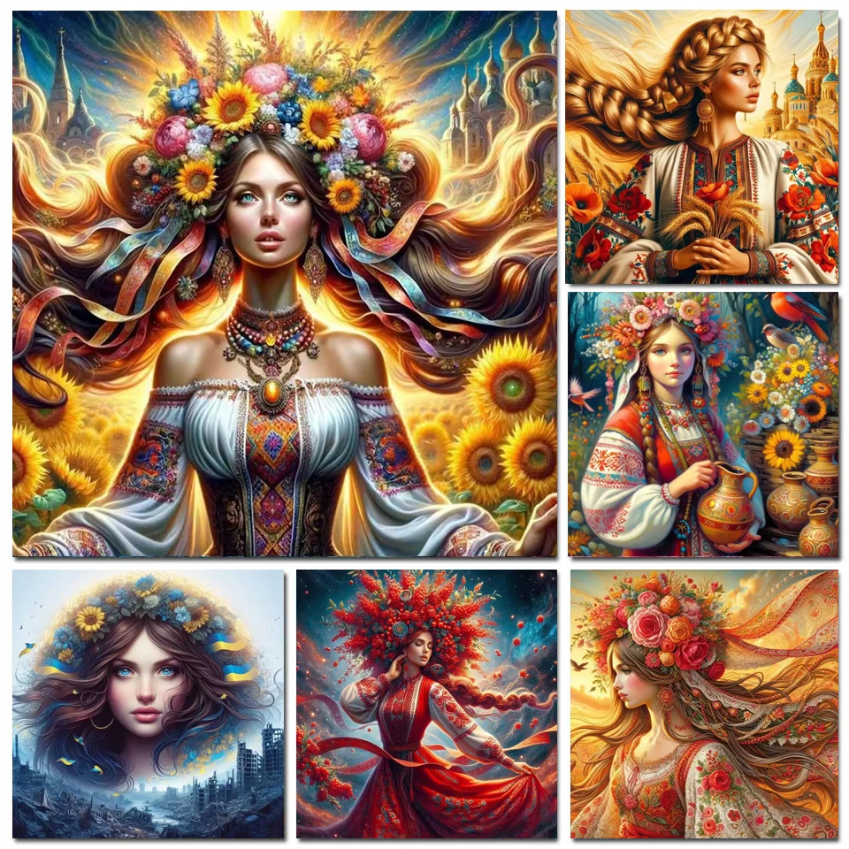 Christmas Series 5D DIY Diamond Painting Gypsy Beauty Woman Full Square Round Diamond Mosaic Embroidery Kits
