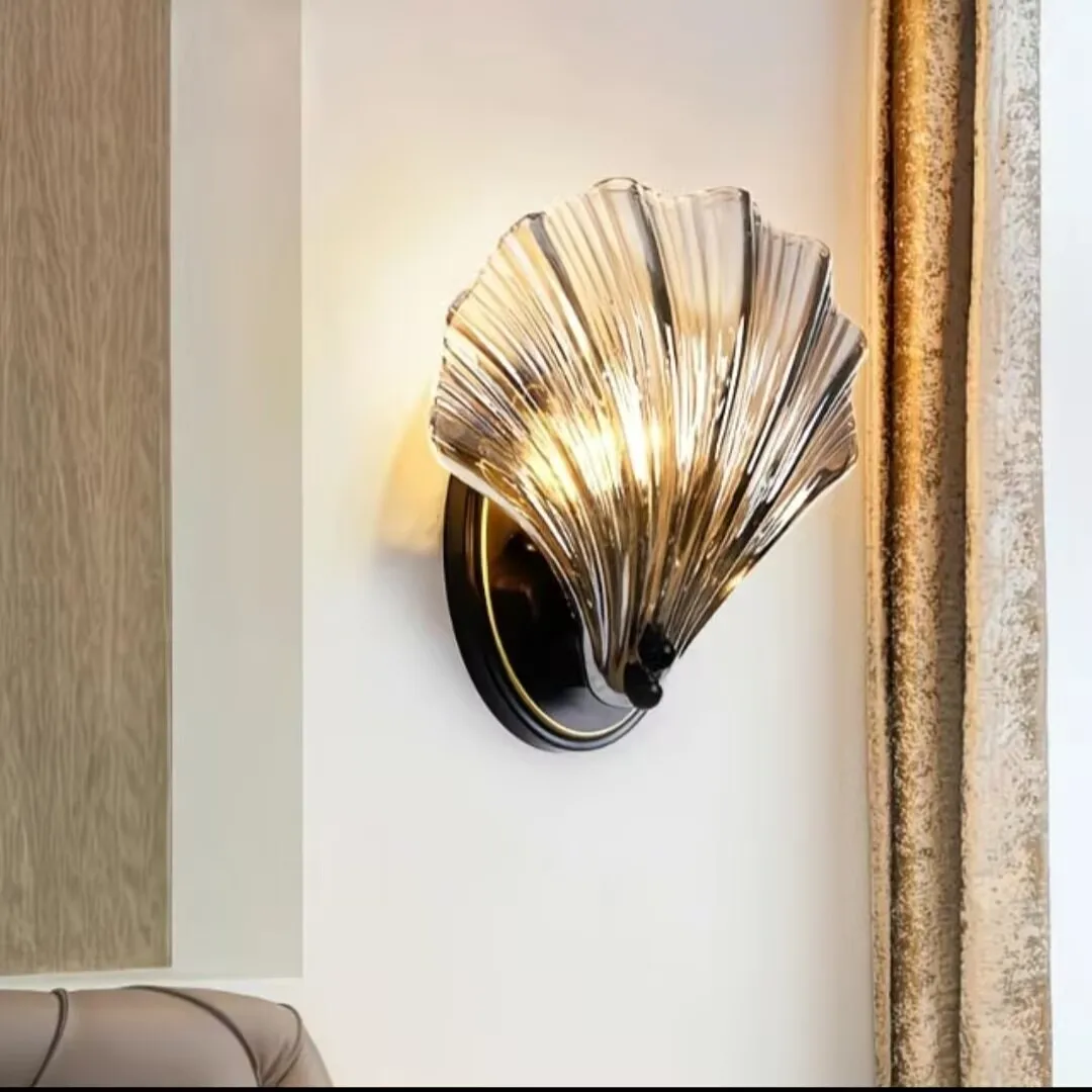 

French style shell wall lamp, bedroom bedside lamp, background wall decoration lamp, hallway personalized lamp