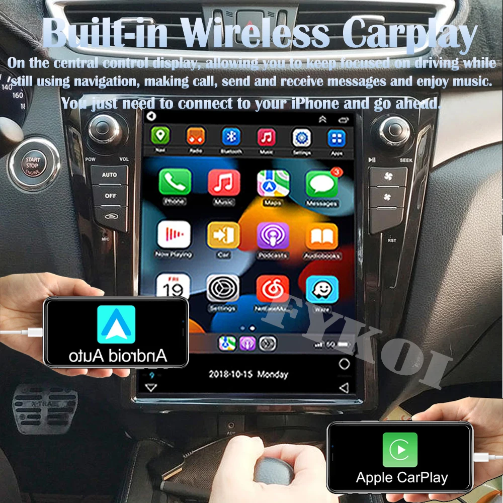 Android14 For Nissan X-Trail T32 Qashqai J11 2012-2020 Car Radio Automotive Multimedia Tesla Style Carplay Auto Bluetooth GPS 4G