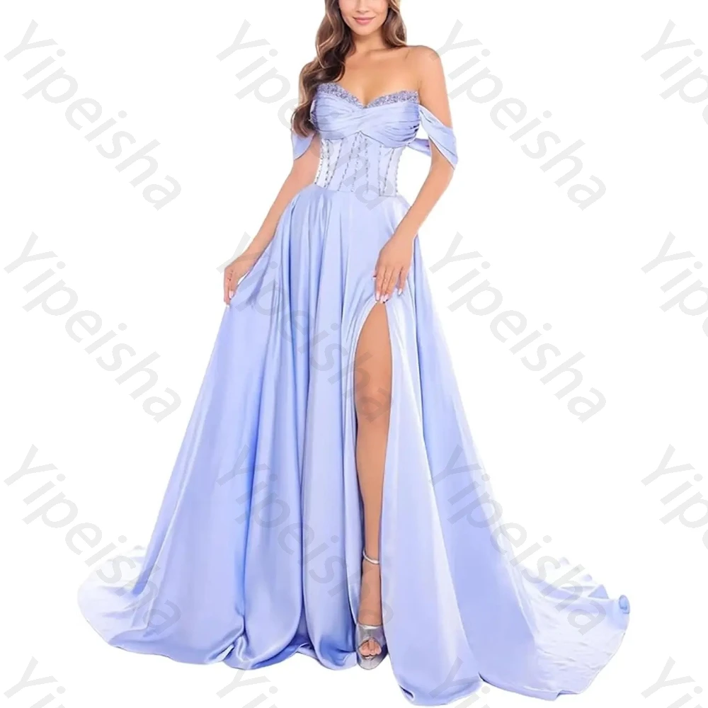 Maßgeschneiderte A-Linien-Abendkleider mit herzförmigem Ausschnitt, kurzen Ärmeln, Seitenschlitz, rückenfreiem Kleid, exquisite, hochwertige Ball- und Partykleider