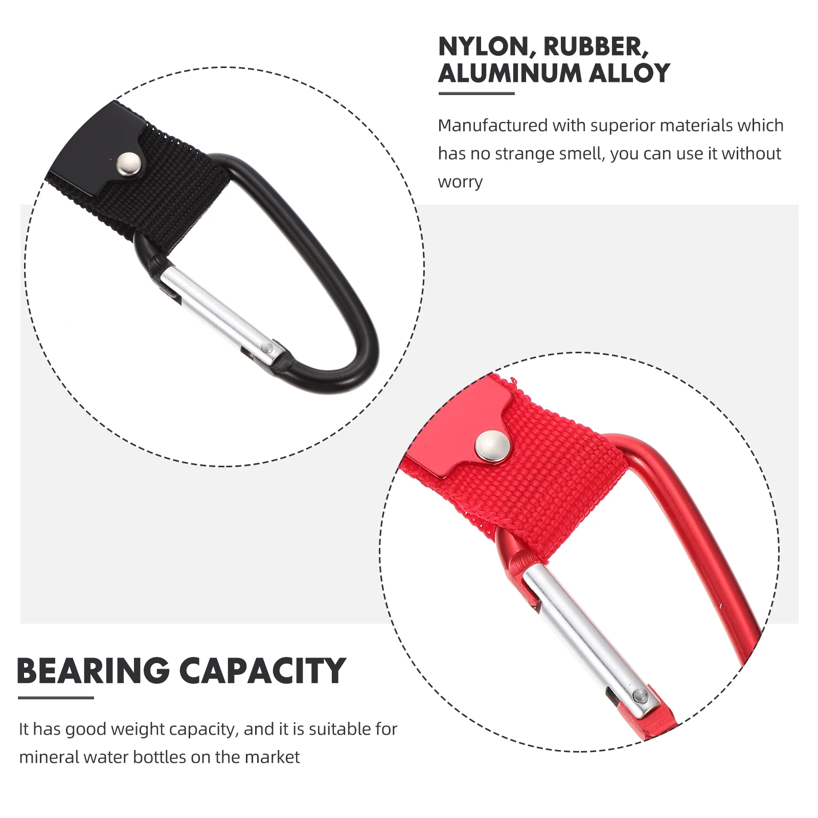 

6pcs Mineral Water Bottle Hanging Buckle Durable Rubber Nylon Aluminum Carabiner Suitable Backpacks Bicycles Outdoor Activities