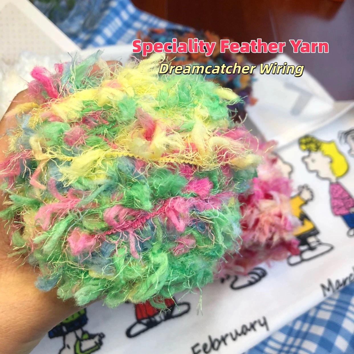 

1 большая упаковка из 4 мотков пряжи из перьев весом 200 грамм, специальная пряжа, пряжа для ловцов снов, цвета «допамин», высококачественная пряжа, для ручного вязания, для вязания крючком, можно использовать для изготовления шапок, свитеров, шарфов, лов