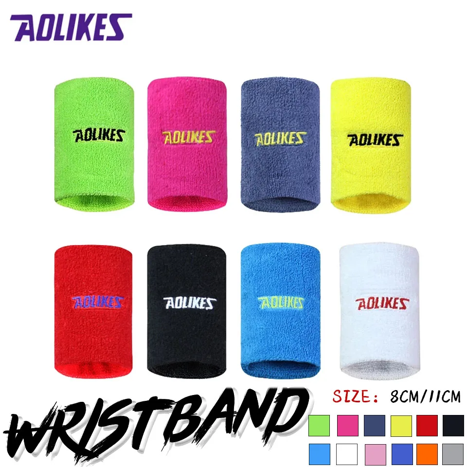 AOLIKES 1PCS 8 Colors Gym Yoga Cotton Sweat Wristbands Sport Wrist Brace Support Sweatband For Tennis Badminton Running