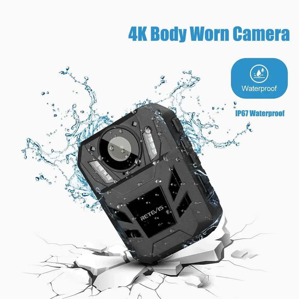 4K Body Camera 2160P 32G IP67 Waterproof Security Police Body Worn Mounted Camera Night Vision Video Recorder 4000mAh Battery