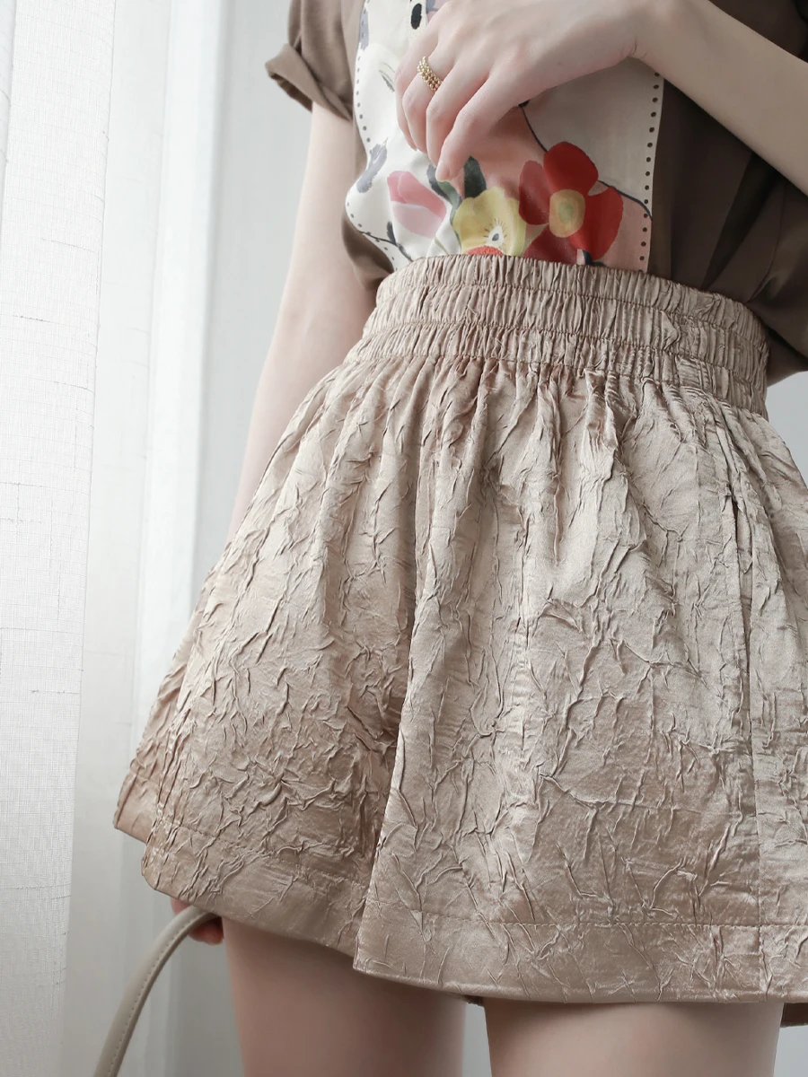 

Warmo2024 High Waist A-Line orts Women's Elastic Waist Wide Leg Pants Summer New Arrival Slimming Small Stature orts