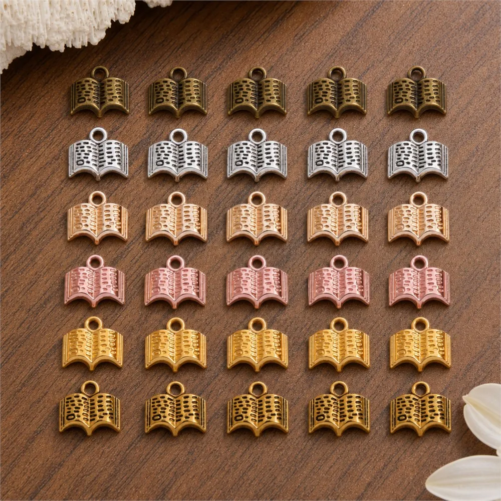10/20/100Pcs Alloy Metal Book Vintage Charms Pendants For DIY Handmade Necklaces Bracelets Jewelry Making Supplies Accessories