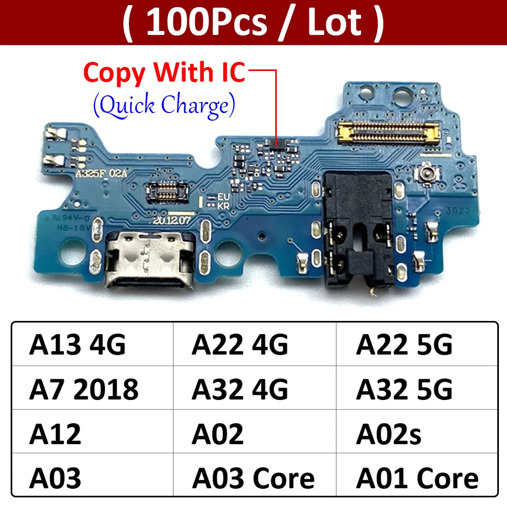 

100Pcs USB Charge Port Dock Connector Charging Board Flex Cable For Samsung A13 A22 A32 4G 5G A12 A02 A02s A01 A03 Core A7 2018