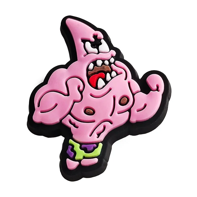 12-42 pièces Charmes de chaussures mignons Bob l'éponge Patrick Star, assortiment en gros, décoration en PVC détachable et imperméable, cadeau de Noël