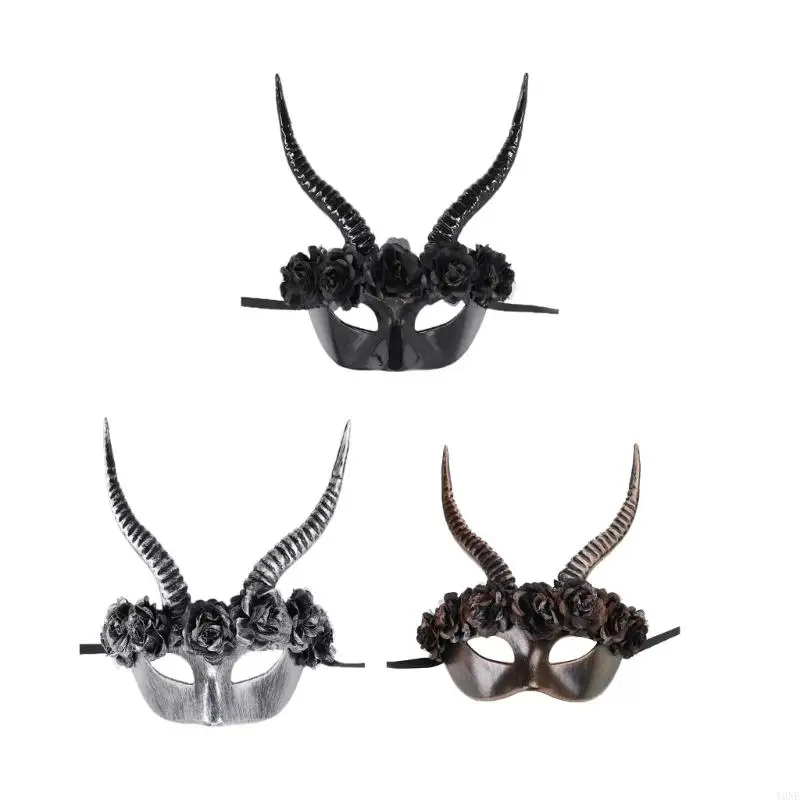 

Y3NE Halloween Mask Masquerade Mask Half Face Mask Devils Mask Mardi Gras Mask Carnivals Mask Scary Horns Mask for Party